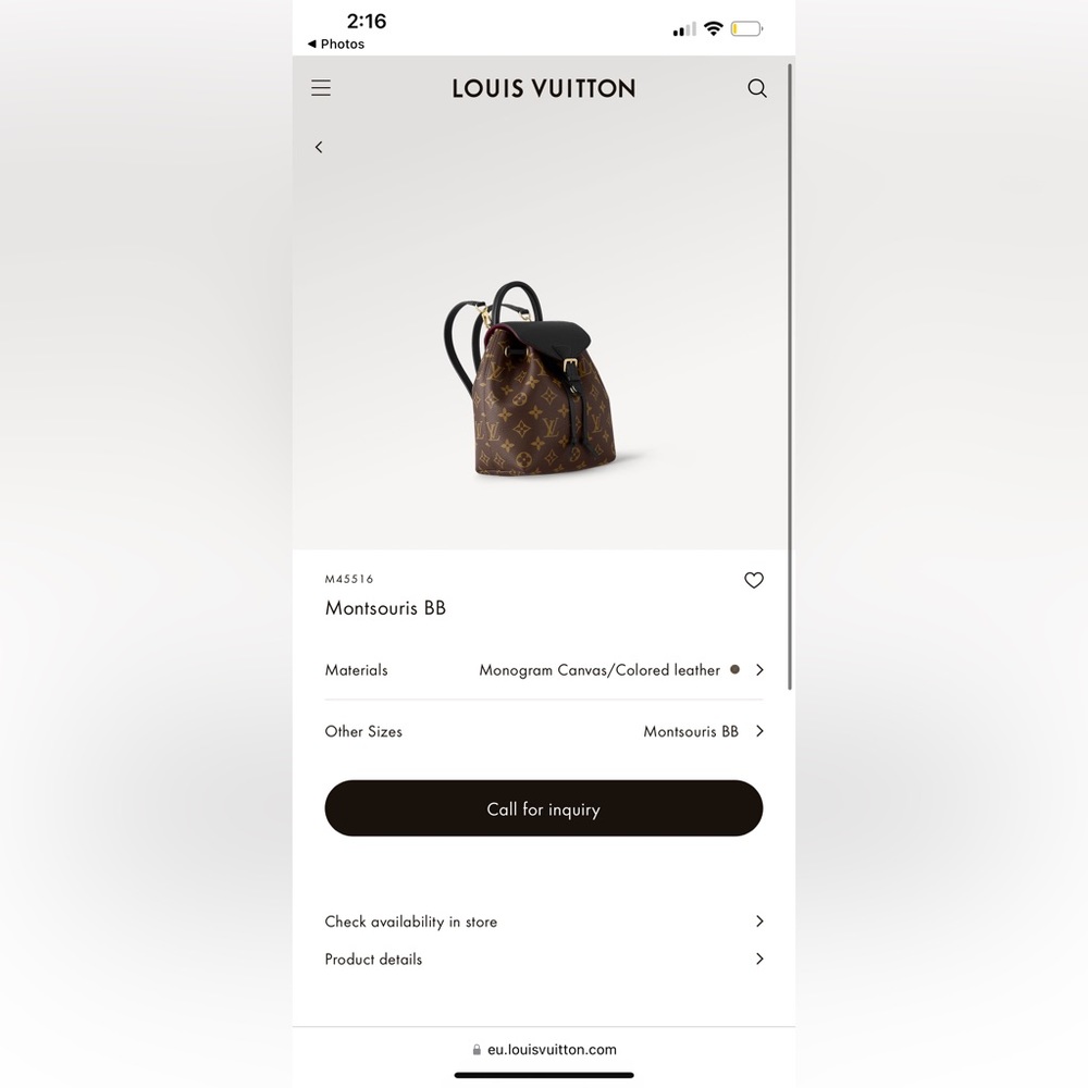 Sold Out Louis Vuitton Monogram Montsouris BB